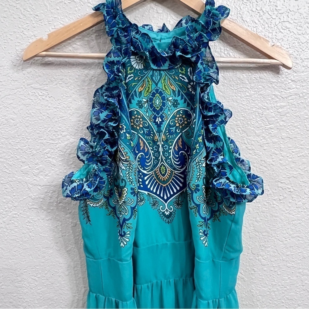 Boston Proper Paisley Print Ruffle High Neck Maxi Dress size - Picture 4 of 14